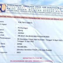 Dugaan Korupsi Proyek Kementerian PUPR BM SDA Diwilayah Klompangan Ajung